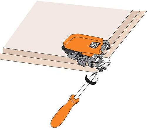 Diagram showing screwdriver adjusting locking device