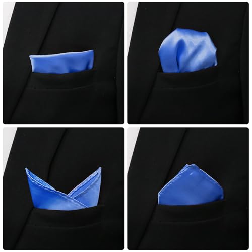 Image of Satin Mens Pocket Square with Holder, 11.8'' Suit Handkerchiefs for Men Wedding Business Casual