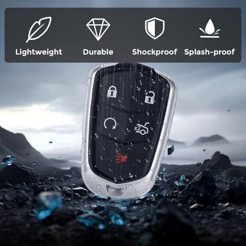 Fit for Cadillac Replacement Key Fob Cover, Key Fob for Cadillac XT5 ATS CTS Remote Key SRX XTS Escalade Key Fob, Keyless Entry Remote 5-Buttons Key Case(HYQ2AB, HYQ2EB)