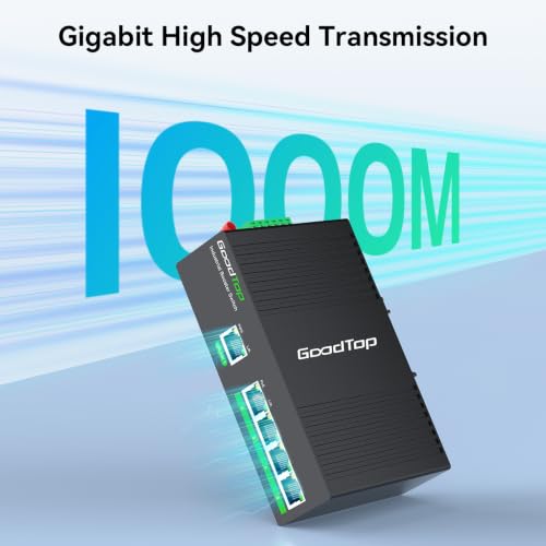 Image of 5 Port Industrial Gigabit PoE+ Switch, 12V /24V to 48V Booster, DIN-Rail | 802.3af /at | 4x 30W PoE 1 Uplink | 12V-52V Input to 48V /54V Output | Rugged IP40 for RV Camper, Marine, Solar