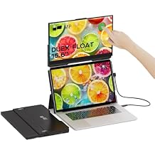 Duex Float Mobile Pixels 15.6 بوصة موسع شاشة الكمبيوتر المحمول، 1080 P FHD IPS شاشة محمولة مكدسة، USB C/HDMI السفر شاشة كمبيوتر ممتدة مع مسند مدمج، التوصيل والتشغيل
