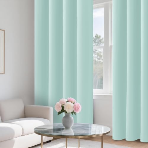 Image of COSVIYA Grommet 100% Aqua Blackout Curtains for Kids Room 84 Inches Length
