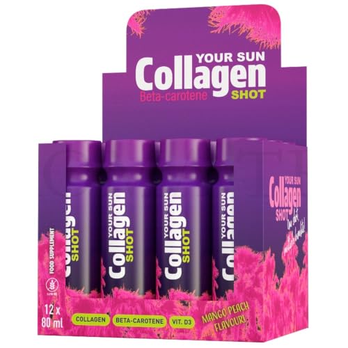 Image of Your Sun Collagen Shot Mango Peach 12 x 80 ml Tan Accelerator Beauty Drink for Solarium and Sunbathing