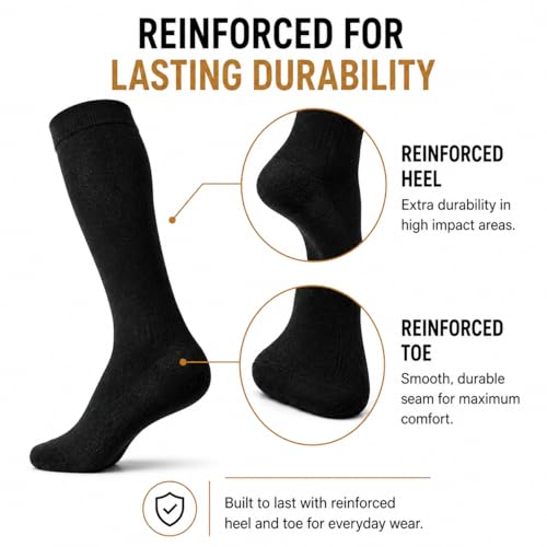 Image of Healthweir Premium Cotton Compression Socks for Women & Men - 15-20 mmHg Graduated Knee High Support Stockings for Comfort, Circulation, Swelling Relief, Travel, Nurses, Running & Everyday Wear