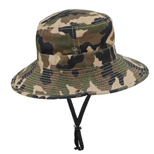 Toddler Sun Hat Bucket Boys-Camouflage Fishman Cap Packable