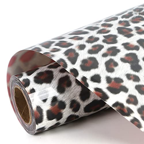 Image of FUNKAKA Heat Transfer Vinyl Leopard Print HTV Rolls, 12 inch x 9ft | Iron on Vinyl for T-Shirts Stretchy Thin Soft PU HTV Vinyl for All Cutter Machines Easy to Cut & Weed for DIY Design