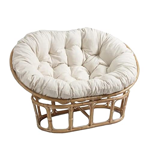 Papasan Rattan-Schaukelstuhlkissen, doppeltes übergroßes Papasan, Eierstuhlkissen Doppeltes Papasan-Stuhlkissen für den Außenbereich, wasserdicht mit Bändern,Weiß,170cmX120cm