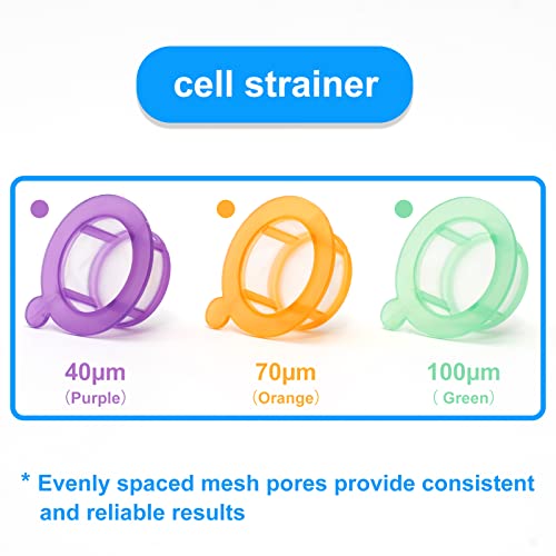 Image of 100PCS 40m Cell Strainer Nylon Mesh Cell Screen Filter Handle, Sterile, Polypropylene Frame, 40m Pore Size, Individually Wrapped