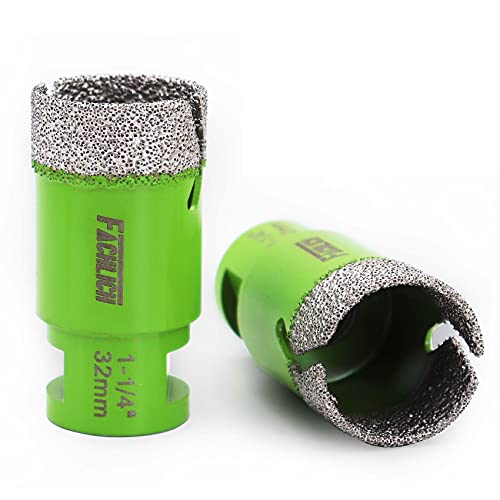 Image of Diamond Core Drill Bit,2pcs Diameter 1-1 /4 inch 32mm Thread 5 /8-11,Vacuum Brazed Dry Wet Hole Saw for Porcelain Tile,Granite,Marble,Concrete,Masonry,Brick