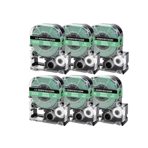 ���x���e�[�v 6PK 12mm ST12KW SS12KW SC12RW SC12YW SC12BW SC12GW LK-4WBN ���x�����[�J�[ LW-300 LW-400 LW-700 �ƌ݊���������܂�(6PK-White on Green)