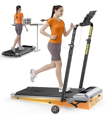 TOPUTURE Walking Pad Treadmill with 12% Incline, 6 in 1 Folding Treadmill with Adjustable Handle Bar for Home/Office, Under Desk Treadmills Portable Walking Pad with App, Remote Control & LED Display