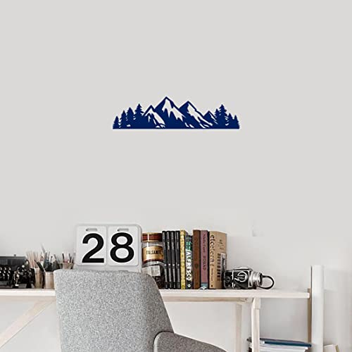 Image of Mountain Tree Forest Vinyl Decal for Car (Navy Blue) (Set of 2) RV Camper Waterproof Small Mountain Car for Bumper Door Panel Car Decal Laptop Tuber Wall Window Phone Mug Accessory Decoration