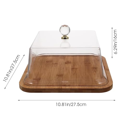 Wensmy Wood Cake Stand with Dome Dessert Display Square Cake Serving Tray with Acrylic Lid Chocolate Cupcake Candy Display Plate Multifunctional Cake Holder for Birthday Wedding Party - Cosy Home Interiors Wensmy Wood Cake Stand with Dome Dessert Display Square Cake Serving Tray with Acrylic Lid Chocolate Cupcake Candy Display Plate Multifunctional Cake Holder for Birthday Wedding Party - Image 2