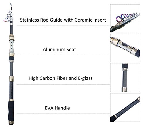 JSHANMEI Angelrute und Rolle Combo Angelset Kohlefaser Teleskop Spinning Tragbare Angelrute Angelausrüstung mit… – Bild 4