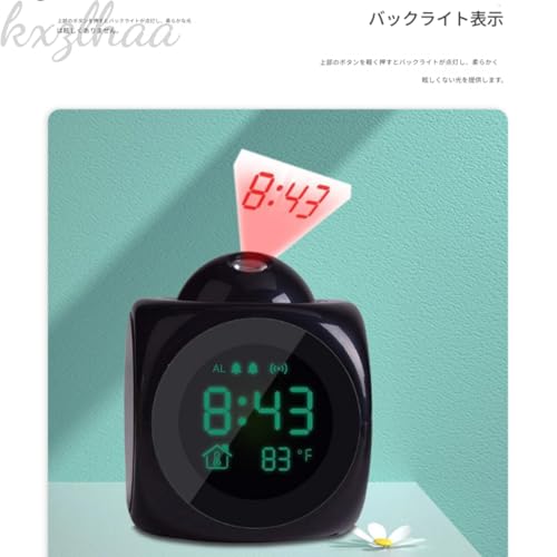 [kxzlhaa] 音声読み上げ付き プロジェクター目覚まし時計 LED 投影クロック 多機能 英語報時 USB 給電 アラーム 投影ライト ベッドサイド 寝室 卓上 コンパクト おしゃれ (ホワイト) [4]