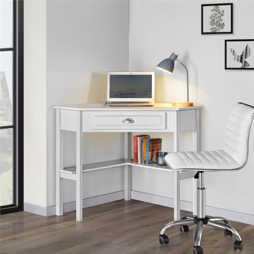 Miniatura 2 de Yaheetech Escritorio Esquina Grande Mesa Escritorio En L Con Cajon Mesa De Estudio Moderno Tocador De Maquillaje Para Dormitorio Oficina 106 71,5 76,5cm Blanco