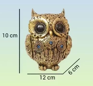 Image of Evil Eye 4 Inch Owl Statue for Good Luck l Feng Shui & Vastu II Evil Eye II Showpiece for Home Decor (Gold, 4 inch)