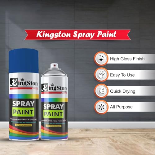 Image of Kingston Acrylic Spray Paint for Metal, Wood, Wall & Plastic, Multi-Surface DIY Paint, Quick Dry, Smooth Finish, 400ml Can, Shifeng Blue, 1 Pc