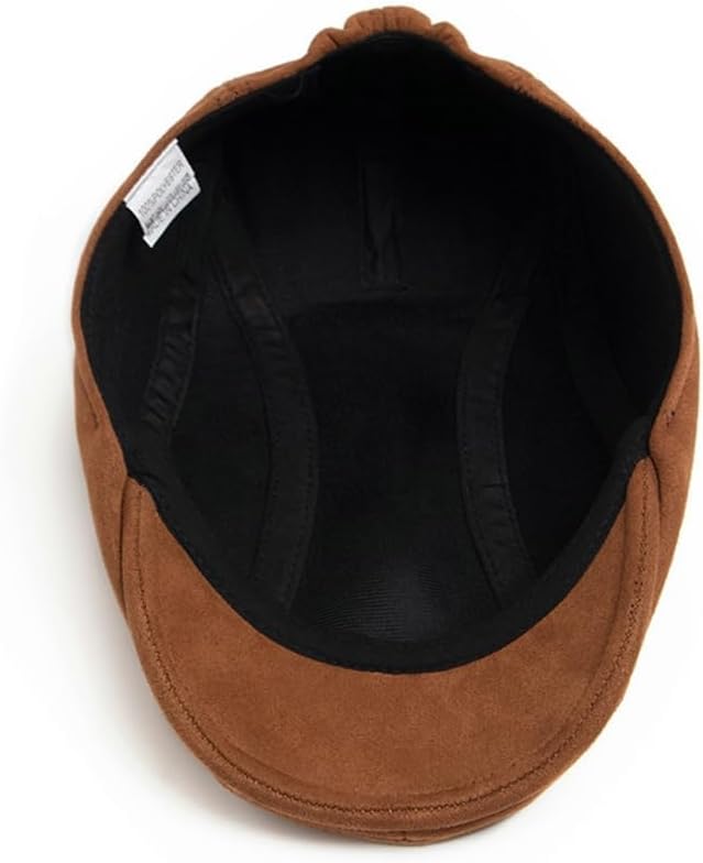 Men's Classic Newsboy Hat Stylish Suede Beret Casual Front Hat Stretch Head Around Ivy Flat Cap Gatsby Cabbie Hat - Image 4