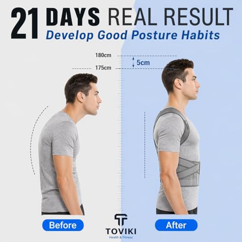 Image of Posture Corrector Belt for Men & Women | Adjustable Back Brace | Upper Back & Shoulder Support | Neoprene Spine Corrector Belt | Relieves Back Pain, Neck Hump & Rounded Shoulders | Universal Size (28-52 inch) ( Grey )