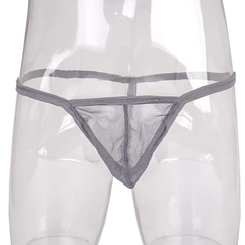 Evankin Mens Sexy Bling Mesh Thong See Through G-Strings Underwear Low Rise Briefs Bikini Thin Belt(#2 Grey,M) 12
