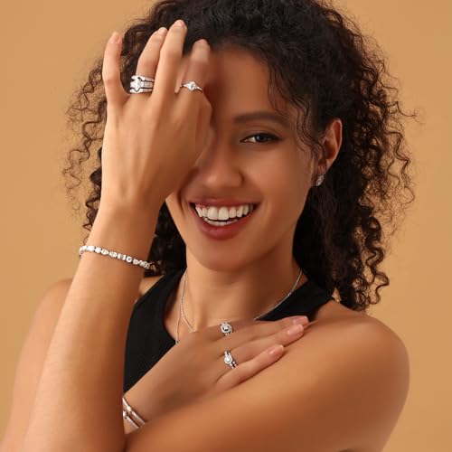 SAVEARTH DIAMONDS Marquise & Round Cut Lab Created Moissanite Wedding Bridal Ring Set In 14K Gold Plated 925 Sterling Silver For Women (Color : G-H, Clarity : VVS1, 3.00 Cttw)3