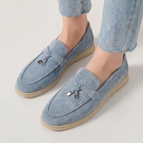 Image of BEAU TODAY Suede Loafers Flats for Women, Women's Slip On Penny Loafers, Leather Driving Comfortable Dress Ladies Loafers Casual Office Work Shoes