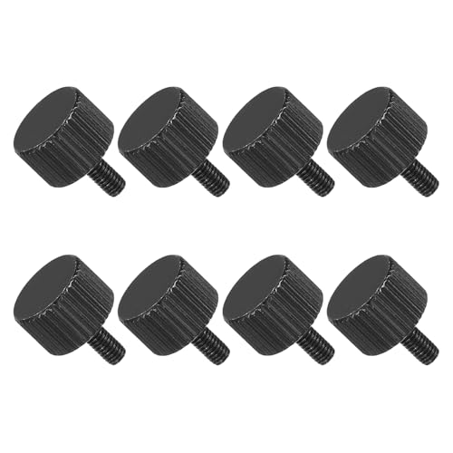Image of sourcing map 8 PCS M3x6mm Flat Knurled Head Thumb Screws,Solid Carbon Steel Fully Threaded Thumbscrew Bolts Fasteners for Lighting Household Appliances Electronic Equipment, Black
