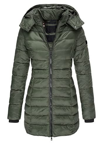 Image of OMZIN Lady Winter Warm Jacket Slim Fit Trendy Outwear Plus Size Long Sleeve Outwear Army Green 2XL