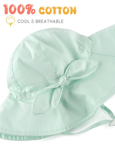 HONGTEYA Baby Sun Hat Cotton Stripe Bow Wide Brim Toddler Beach Bucket Hat - image 4