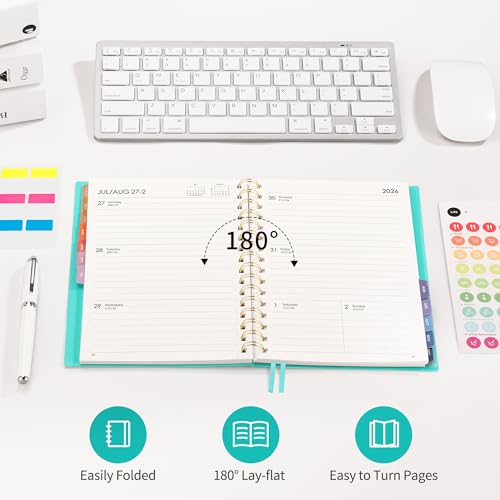 Image of RETTACY 2025 Planner, Weekly and Monthly Planner, Jan 2025 - Dec 2025, 5.7 inch x 8.3 inch, Medium Planner, Calendar 2025, Flexible Cover, Spiral Bound, Monthly Tabs, 100 GSM Paper (Tiffani Blue)