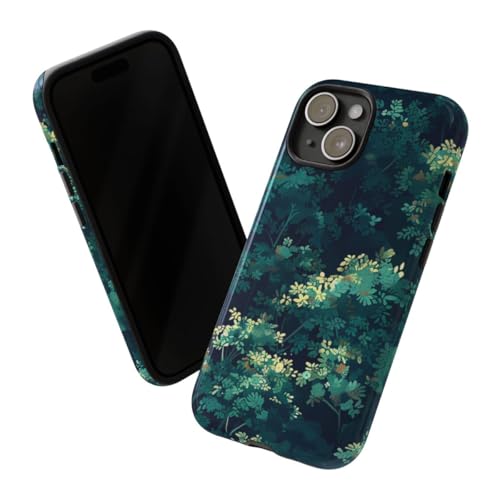 Coque rigide iPhone 15 feuillage vert foncé anti-rayures - 2