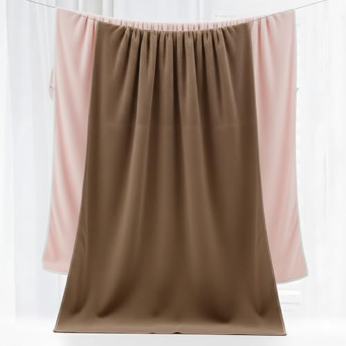 Image of Dribble Coral Fleece Weft Knitting 400 GSM Bath Towel 70 cm x140 cm | Ultra Soft, Quick Dry, Highly Absorbent | Lightweight & Skin-Friendly Towel for Bathroom, Gym & Travel, (Pink /Brown, Pack of 2)