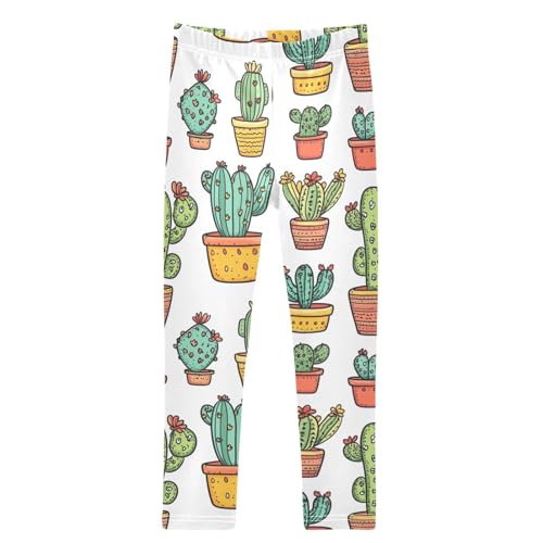 Cacti Succulents Doodle Hand Draw Girls Leggings Kids Yoga Pants Dance Active Tights 4T