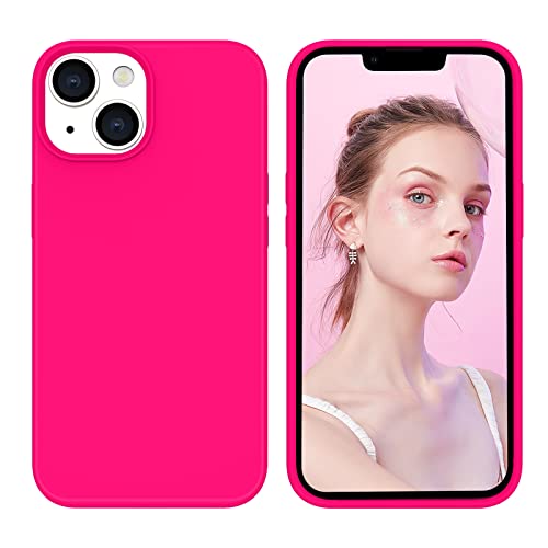 GUAGUA Case for iPhone 14, Liquid Silicone Soft Gel Rubber Microfiber Lining Cover, Shockproof Protective Case for iPhone 14 6.1 Inch (Hot Pink) by GuaGua - Used condition - CA$6.70