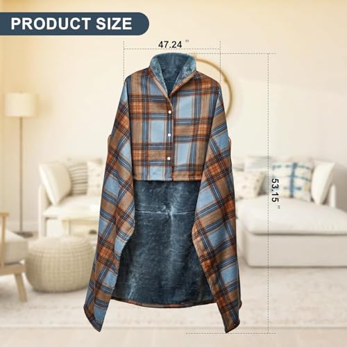 Image of FURN ASPIRE Multi-Wear Soft Stylish Lightweight Double Layered Warm Wearable Flannel Shawl /Blanket Comfy Poncho with Buttons Winter Cape for Office Home Travel Outdoors