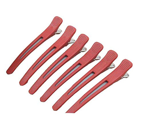 12PCS Red Hair Disk Partition Clip Hairpins No Imprint Rubber Band Crocodile Barrettes Barber Shop Home Photo Studio Make Hairstyle Long Hair Clamps