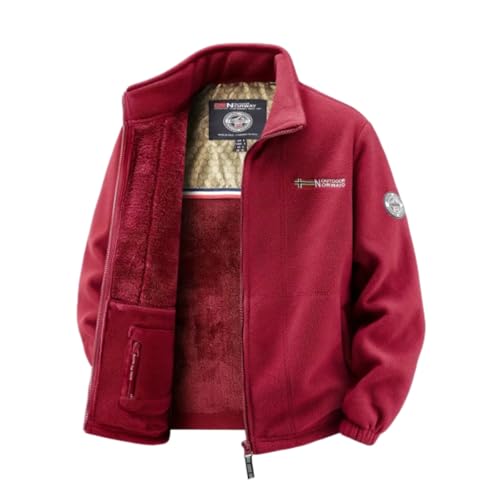 HESYSUAN Veste zippée brodée doublée de polaire pour homme avec doublure thermique retenant la chaleur en graphite, manteau cardigan à capuche en polaire...