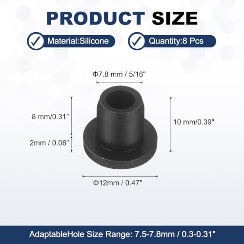 Image of MECCANIXITY 8pcs T-Shaped Silicone Plugs 7.8mm 5 /16 inch Dia Snap in Plug
