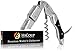 Waiters Corkscrew by HiCoup - Professional Stainless Steel with Ebony Wood Inlay All-in-one Corkscrew, Bottle Opener and Foil Cutter, the Favoured Wine Opener of Sommeliers, Waiters and Bartenders