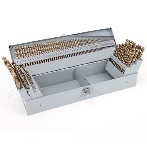 COMOWARE Cobalt Drill Bit Set- 115Pcs M35 High Speed Steel Twist Jobber Length for Hardened Metal,...