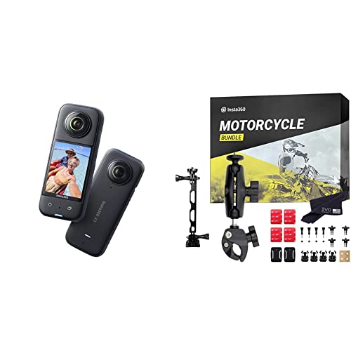 Image of insta360 X3 Action Camera, 1 /2 inch Sensor, 5.7K 360 Capture, Optical Zoom 3X, 72 MP 360 Photo, 4K Single Lens Mode, Black & One R Motorcycle Bundle
