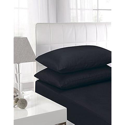 Extra Deep Fitted Sheets 16"/40CM Deep 14 Colours (King, Black) Cover