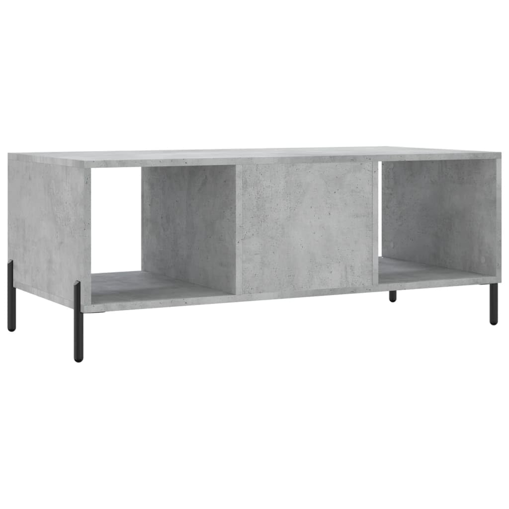 Couchtisch Betongrau Moderner Beistelltisch 102x50x40 cm mit Stauraum Wohnzimmer Möbel Holzwerkstoff Eisenbeine Stylisches Wohnaccessoire für Esszimmer