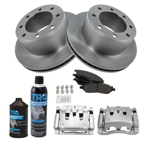 Image of TRQ Rear Brake Pad & Rotor Kit Semi-Metallic Compatible with 2006-2007 Ford F-250 Super Duty F-350 Super Duty