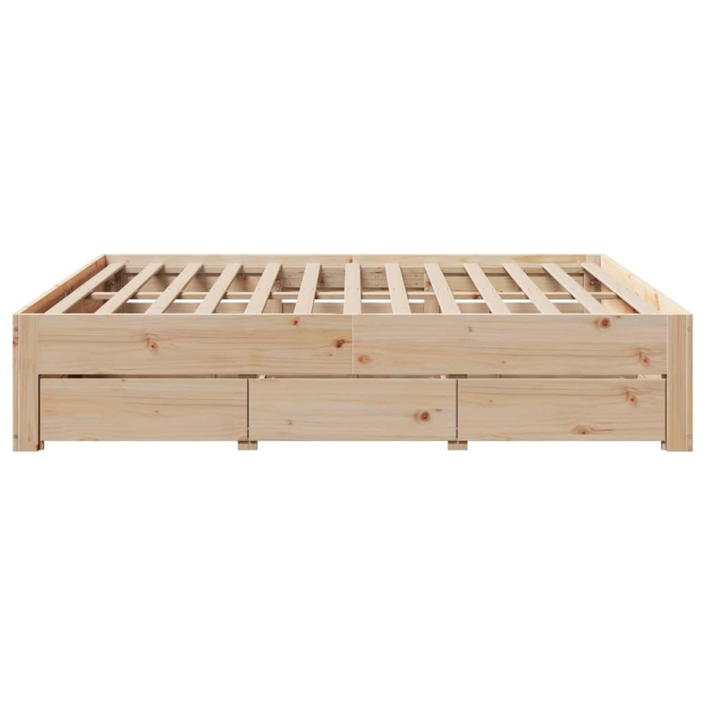 Furniture Item Home Bettgestell ohne Matratze mit Schubladen 180x200 cm Super King Massivholz Kiefer Möbel