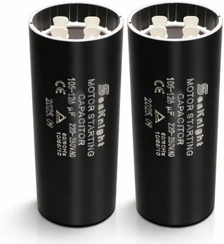 105-126 uf MFD Capacitor 220-250VAC,Motor Start Capacitor Replacement for Compatible with Franklin 1HP, 1.5hp and 2HP Well Pump Control Box Pack of 2