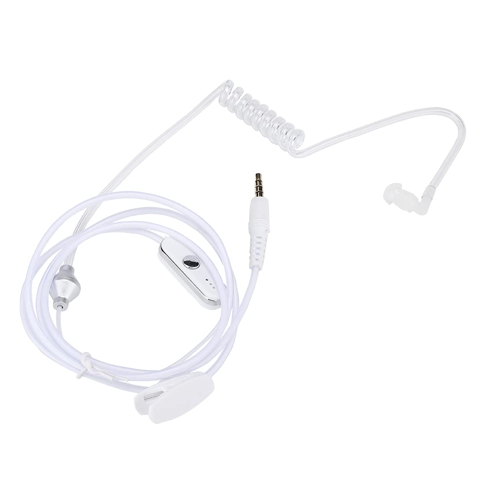 Security Headset with Flexible Tube and Comfortable Fit, 3.5mm Wired Earpiece with Mic for Event Staff (White)
