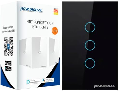 Interruptor Smart Wifi Inteligente Touch Nova Digital 3 botões Li...