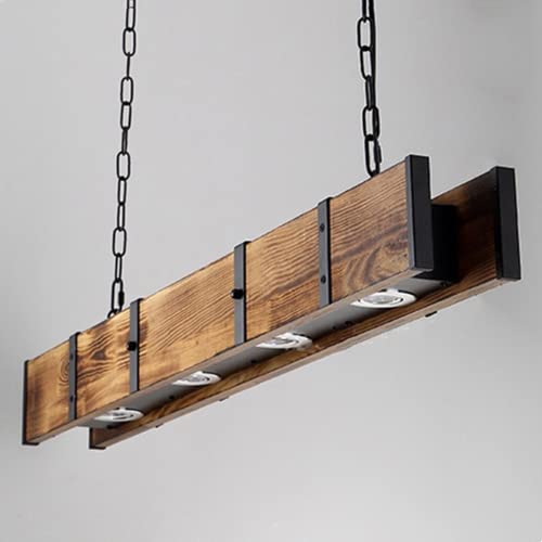 JJXD LED Pendant Light Wood Rustic Hanging Lamp Dining Table Hanging Lights Retro Height Adjustable Chandelier Bar Industrial Vintage Ceiling Droplight Office Cafe Creative Loft Ceiling Lamps Lighting